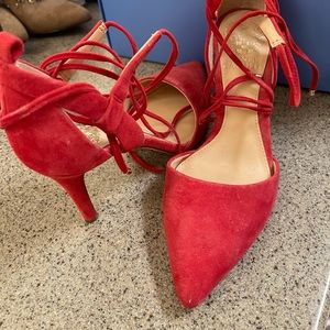 Vince Camuto red suede shoes